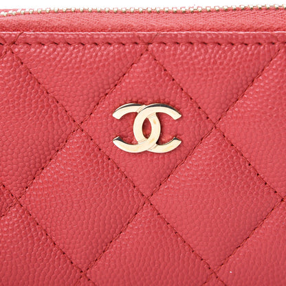 Chanel Caviar Quilted Zip Coin Purse Dark Pink 8 of 9
