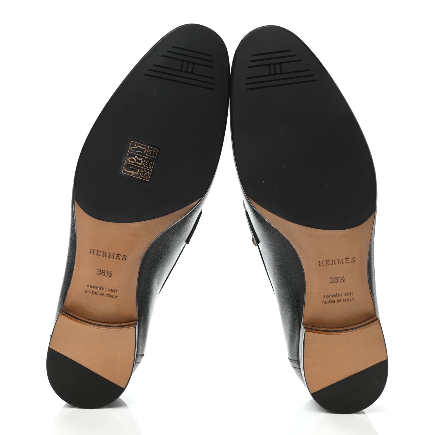 Hermes Goatskin Womens Paris Loafers 38.5 Black 5 of 9