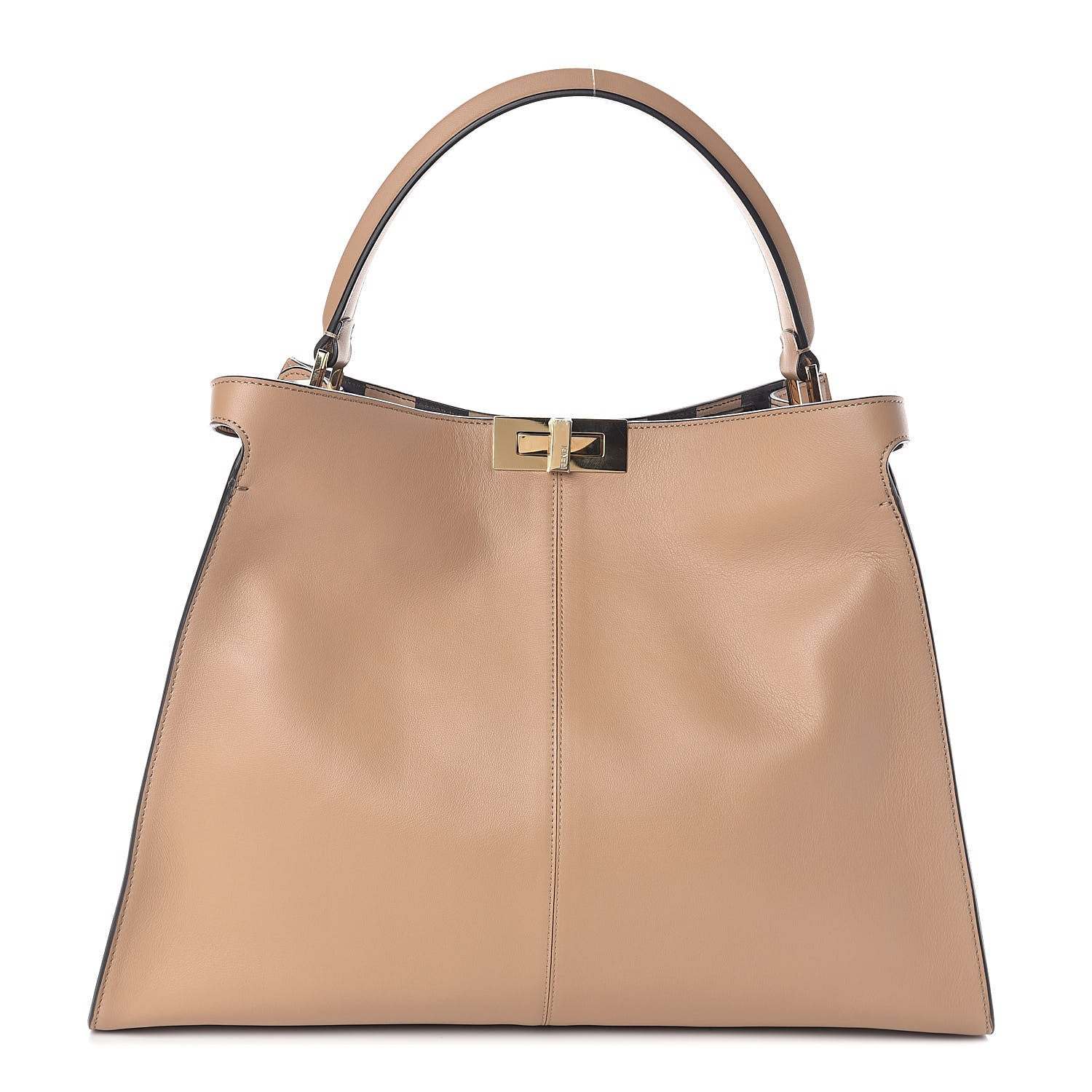 Fendi Vitello Seta Nabuk Pequin Large Peekaboo X-Lite Cuoio Tobacco Moro 1 of 8