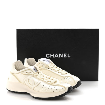 Chanel Calfskin Perforated CC Sneakers 36.5 White 10 of 10