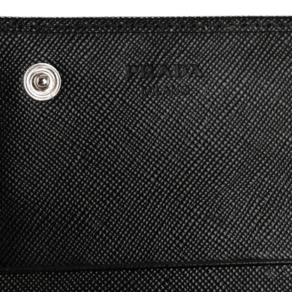 Prada Saffiano Triangle Continental Flap Wallet Black 6 of 12