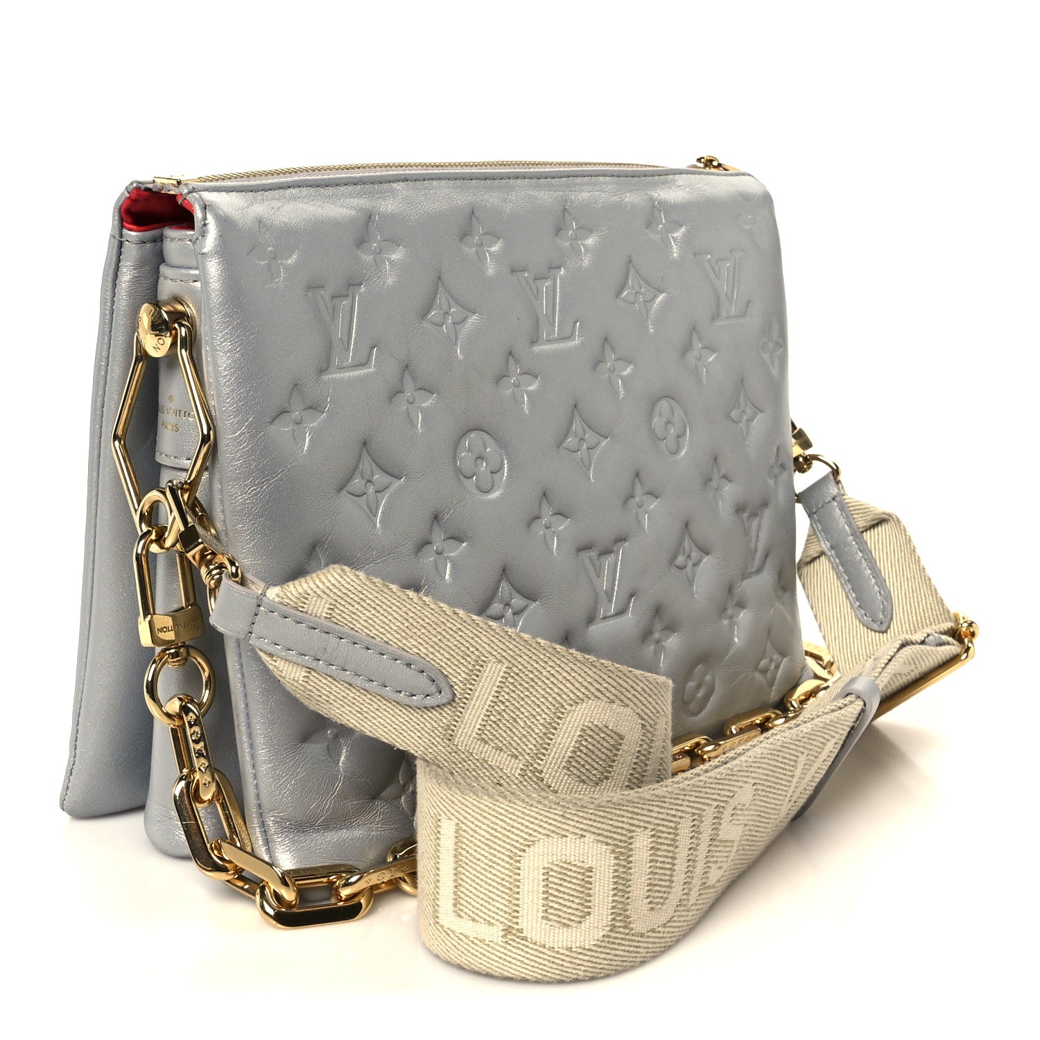 Louis Vuitton Metallic Lambskin Embossed Monogram Coussin PM Silver 3 of 12