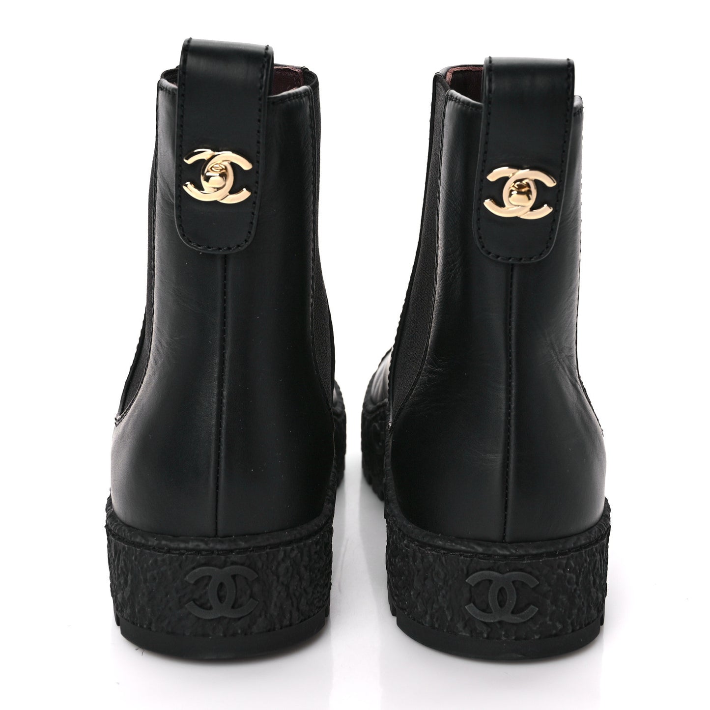 Calfskin Cap Toe CC Ankle Boots 37 Black