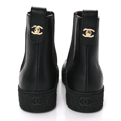 Chanel Calfskin Cap Toe CC Ankle Boots 37 Black 5 of 8