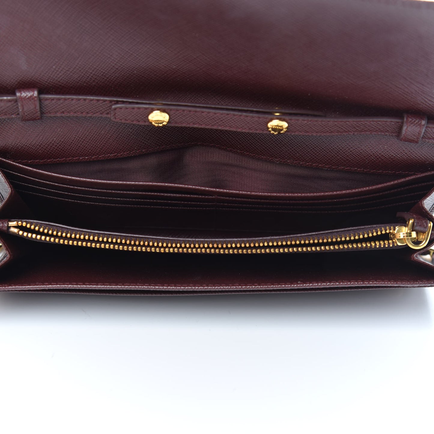 Saffiano Metal Oro Chain Wallet Granato