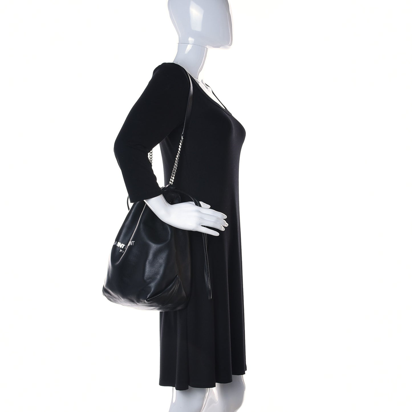 Lambskin Teddy Drawstring Bag Black