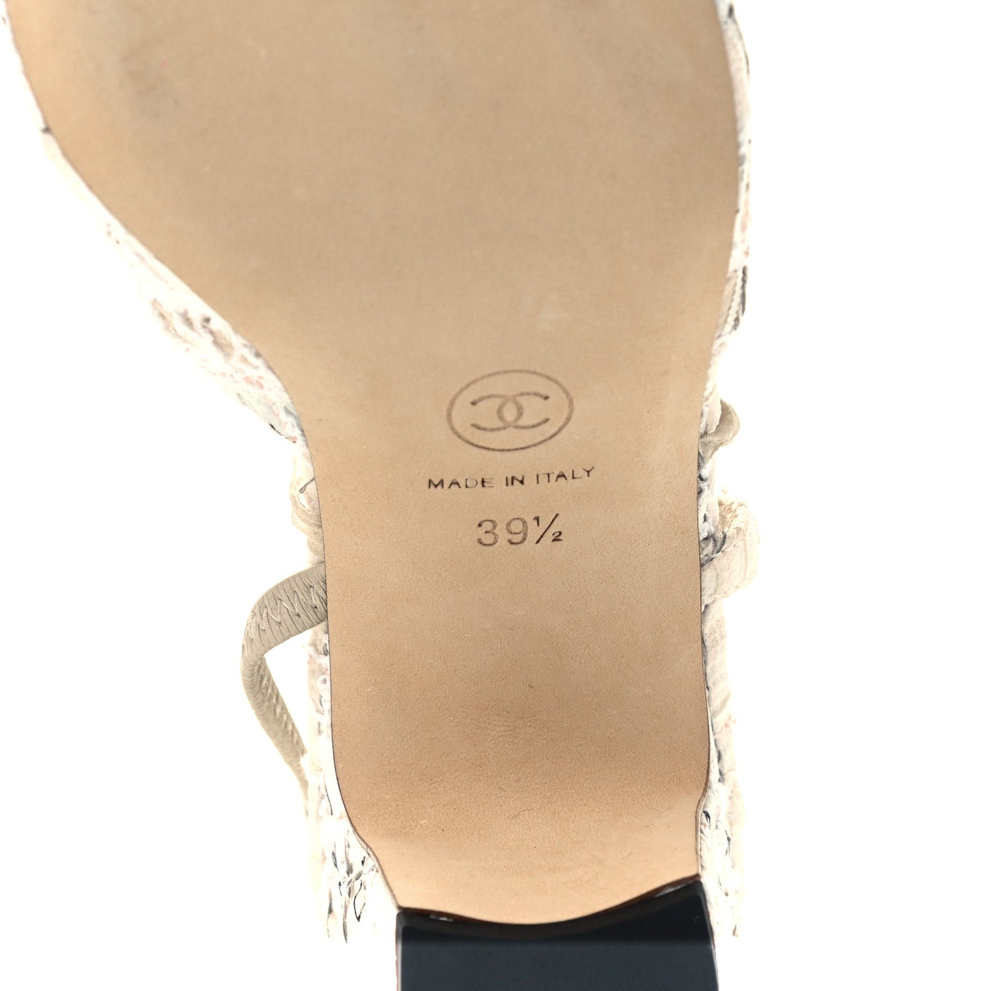 Tweed Lambskin Cap Toe CC Logo Slingback Pumps 39.5 Ivory Black