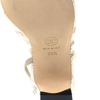 Chanel Tweed Lambskin Cap Toe CC Logo Slingback Pumps 39.5 Ivory Black 7 of 9