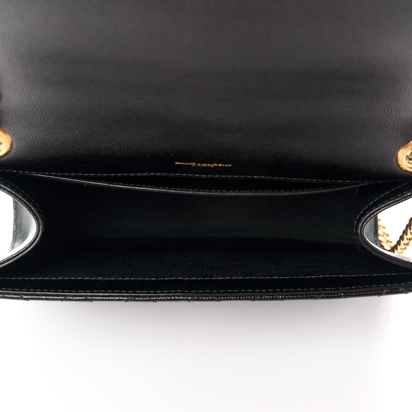 SAINT LAURENT Grain De Poudre Textured Mixed Matelasse Triquilt Medium Monogram Satchel Black