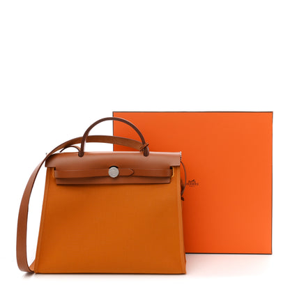 Hermes Toile Vache Hunter Herbag Zip 31 PM Jaune Ambre Natural 12 of 12