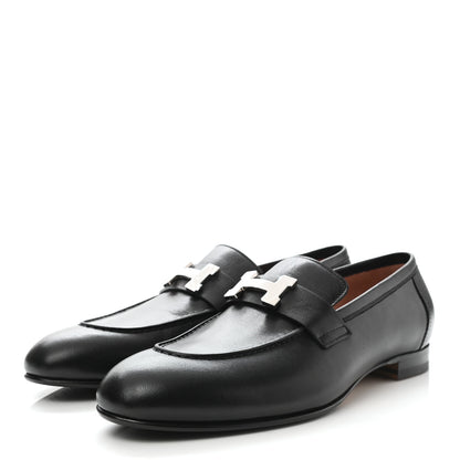 Hermes Goatskin Womens Paris Loafers 38.5 Black 3 of 9