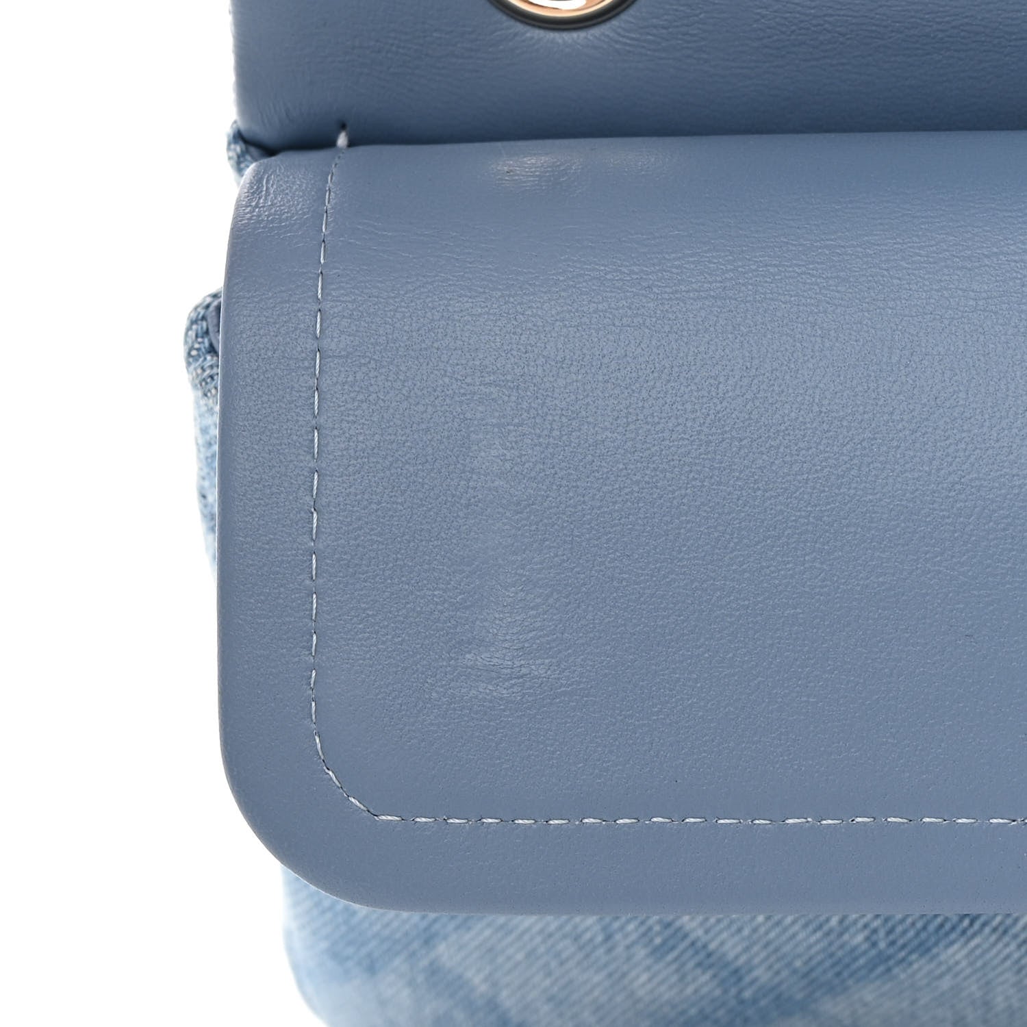 Chanel Printed Denim Quilted Medium Double Flap Light Blue 11 of 13