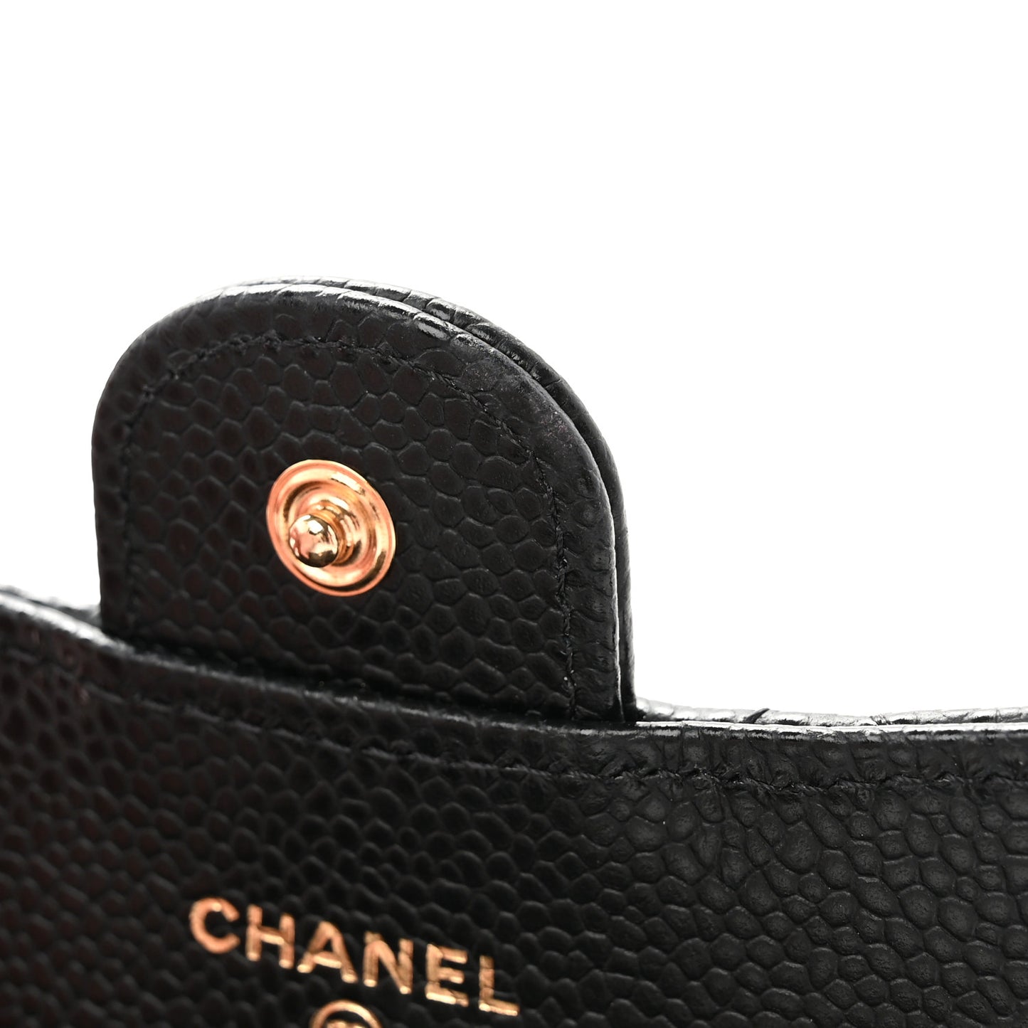 Caviar Quilted Flap Card Holder Wallet Black