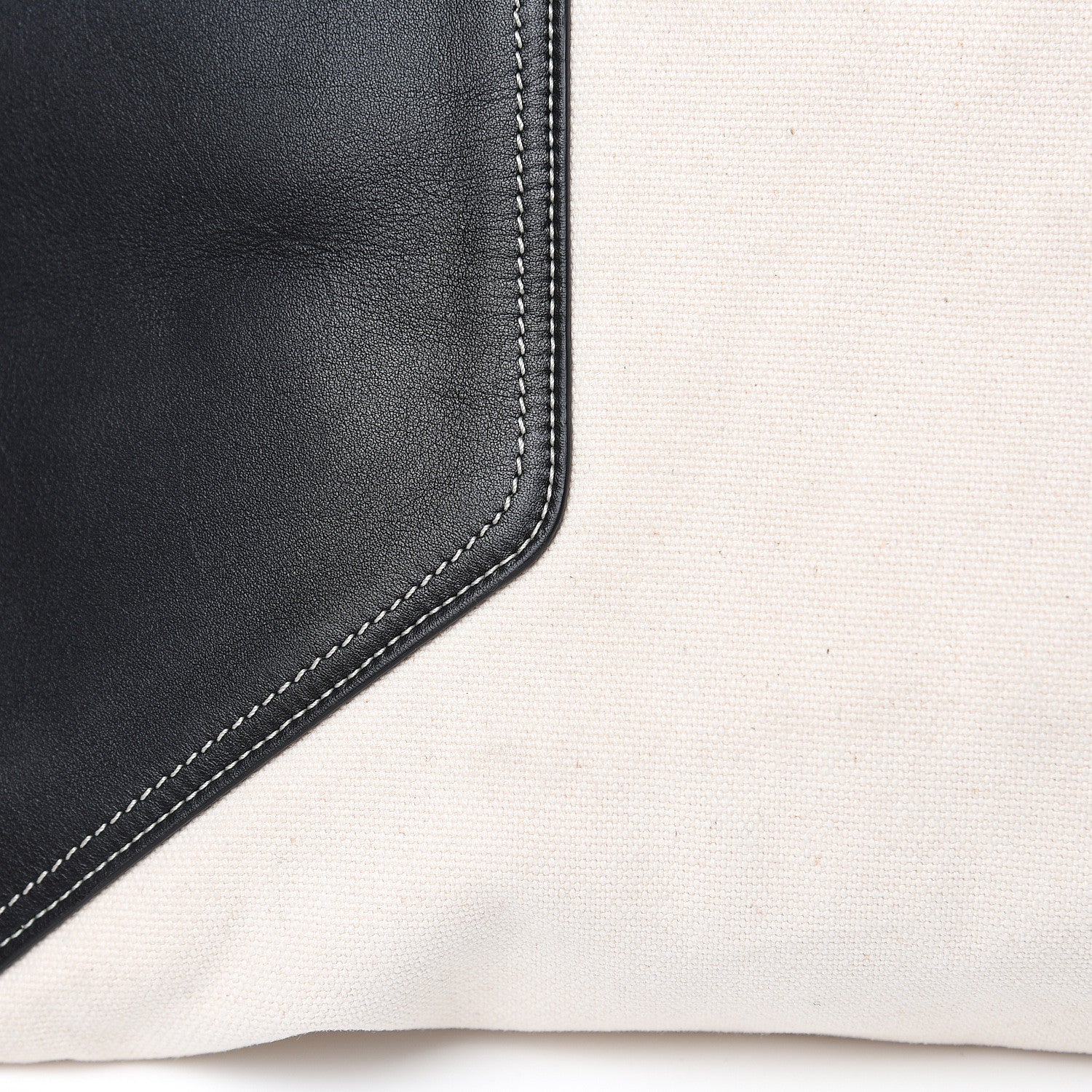 Celine Canvas Smooth Calfskin Frame Tote Black White 10 of 15