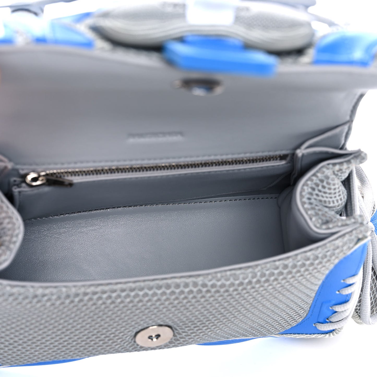 Faux Calfskin Fabric Small Sneakerhead Top Handle Bag Blue Grey