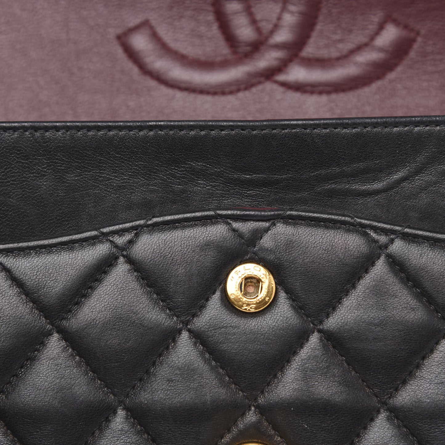 Lambskin Quilted Medium Double Flap Black