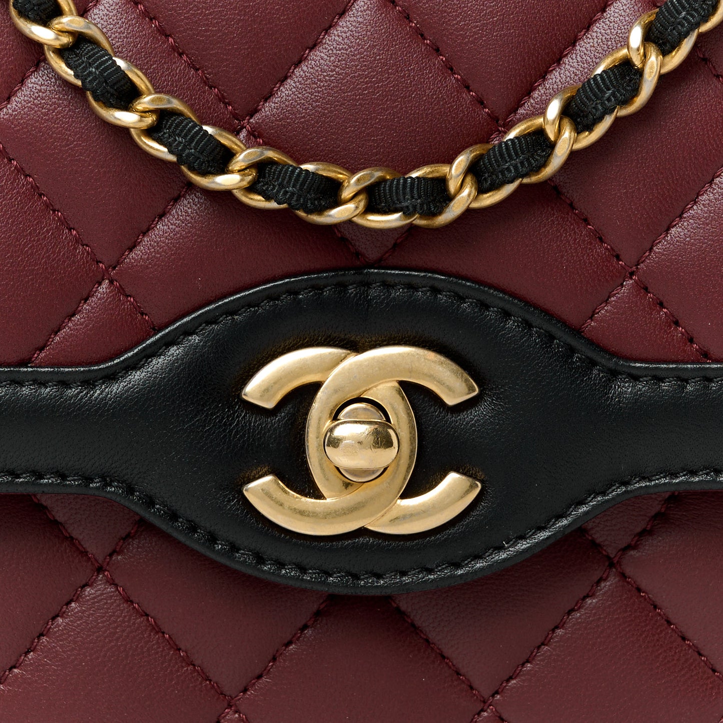 Lambskin Quilted Mini Two Tone Day Flap Burgundy