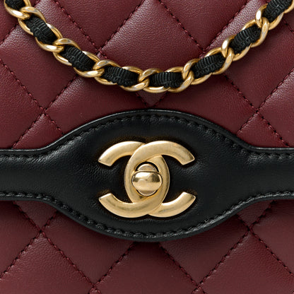 Chanel Lambskin Quilted Mini Two Tone Day Flap Burgundy 9 of 11