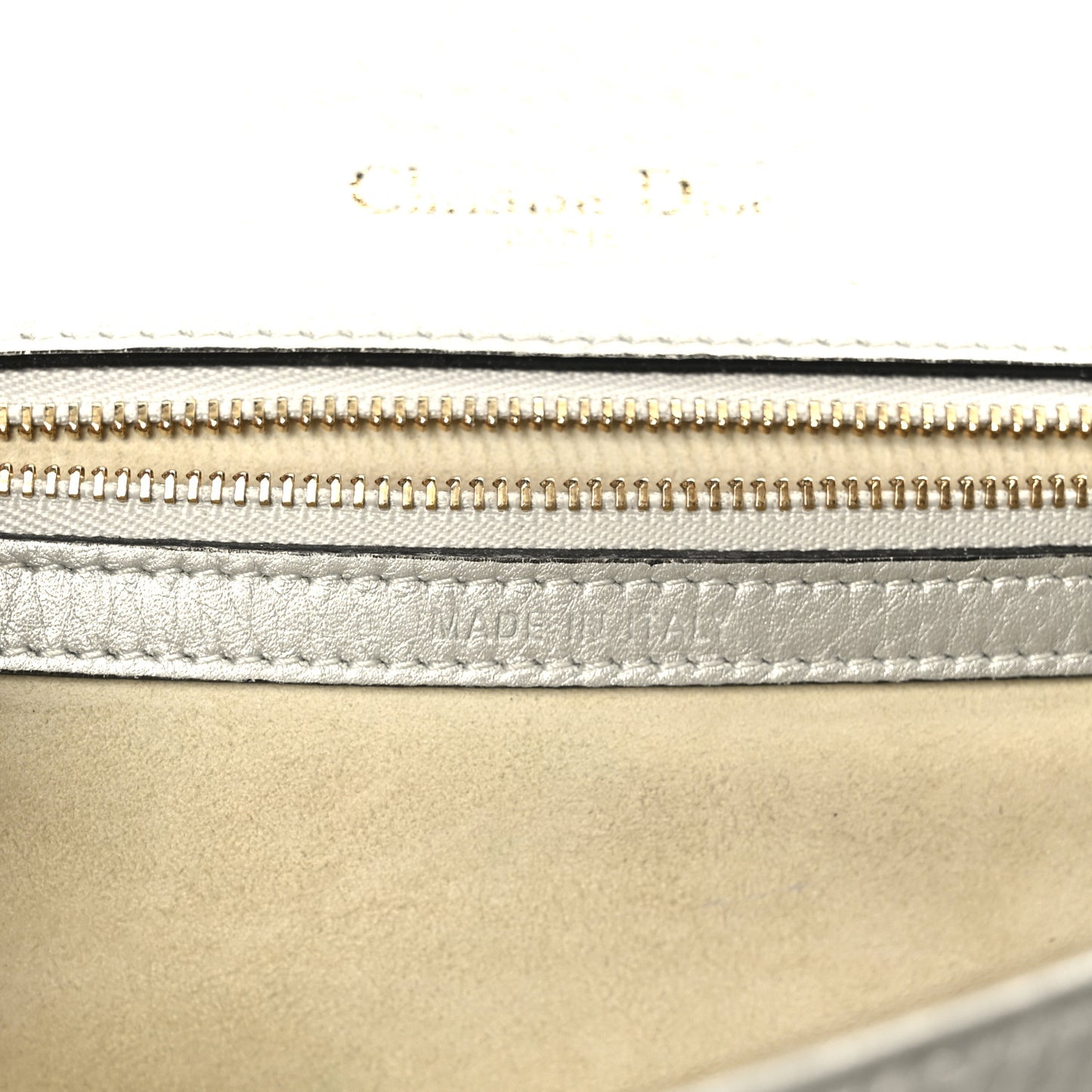 Metallic Grained Calfskin Medium Diorama Flap Bag Silver