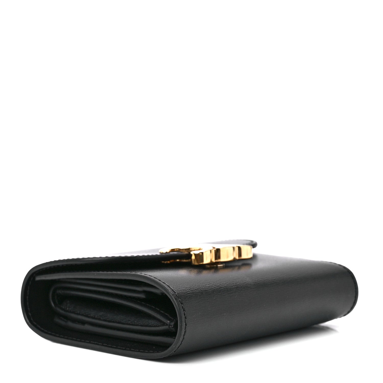 Celine Shiny Smooth Lambskin Small Triomphe Wallet Black 4 of 13