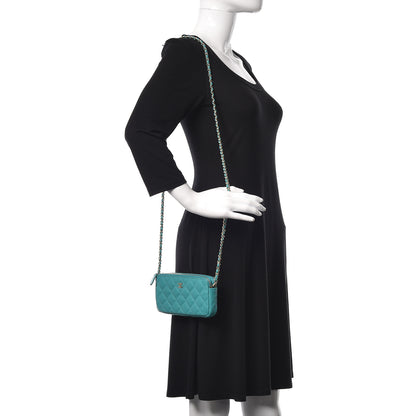 Chanel Caviar Quilted Small Clutch With Chain Turquoise 2 of 13