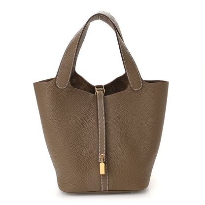 Hermes Taurillon Clemence Picotin Lock 22 MM Etoupe 1 of 11