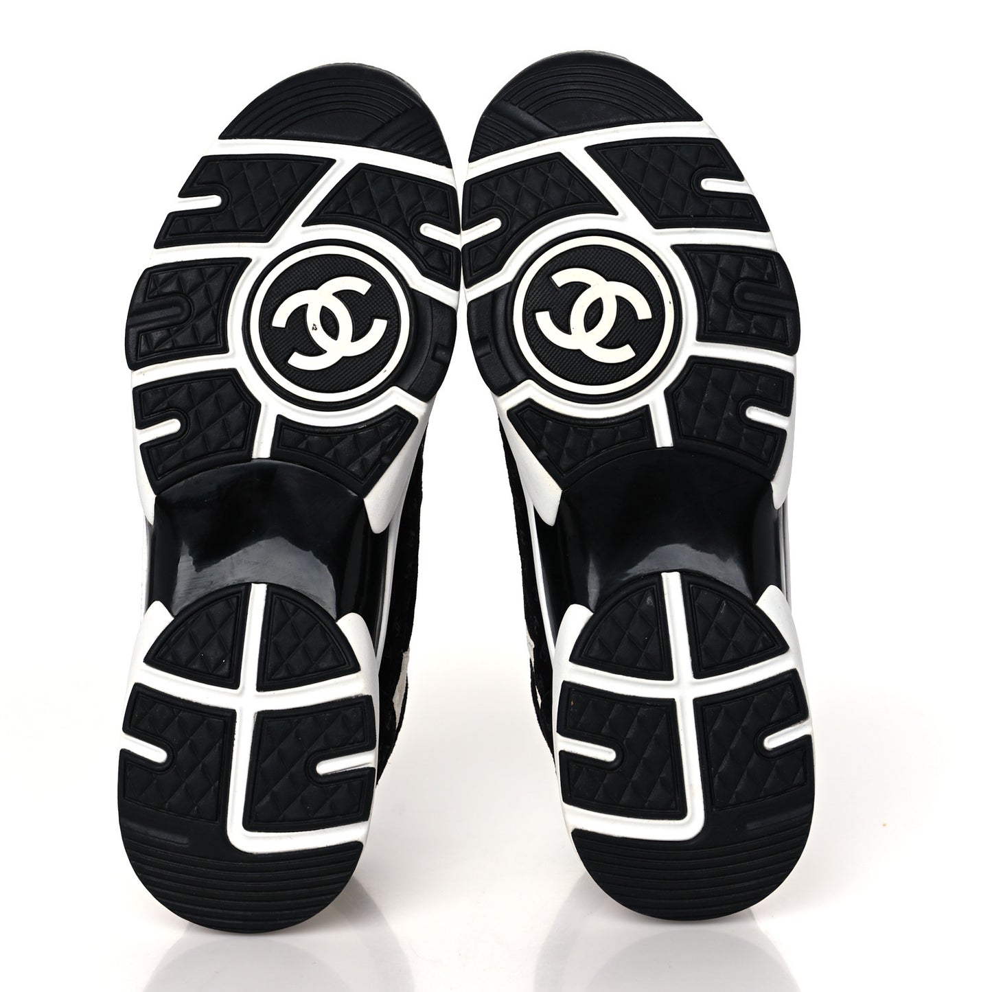 Nylon Suede Calfskin Printed CC Sneakers 41.5 White Black