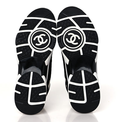 Chanel Nylon Suede Calfskin Printed CC Sneakers 41.5 White Black 5 of 8