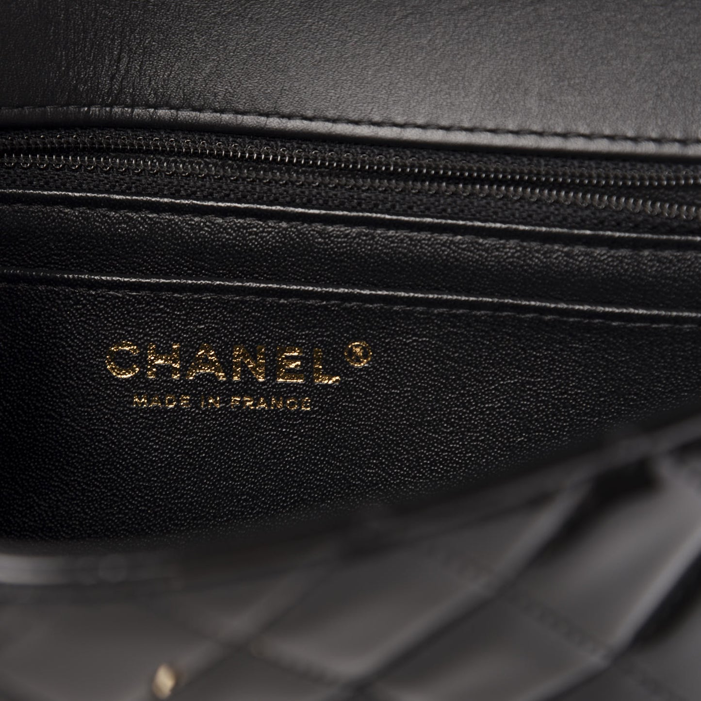 Patent Calfskin Quilted Mini Rectangular Flap Black