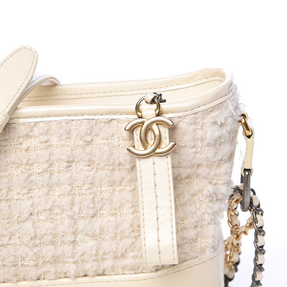 Chanel Tweed Calfskin Quilted Small Gabrielle Hobo Ivory 8 of 13