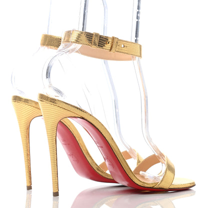Christian Louboutin Nappa PVC Jonatina 100 Sandals 40.5 Gold 3 of 5