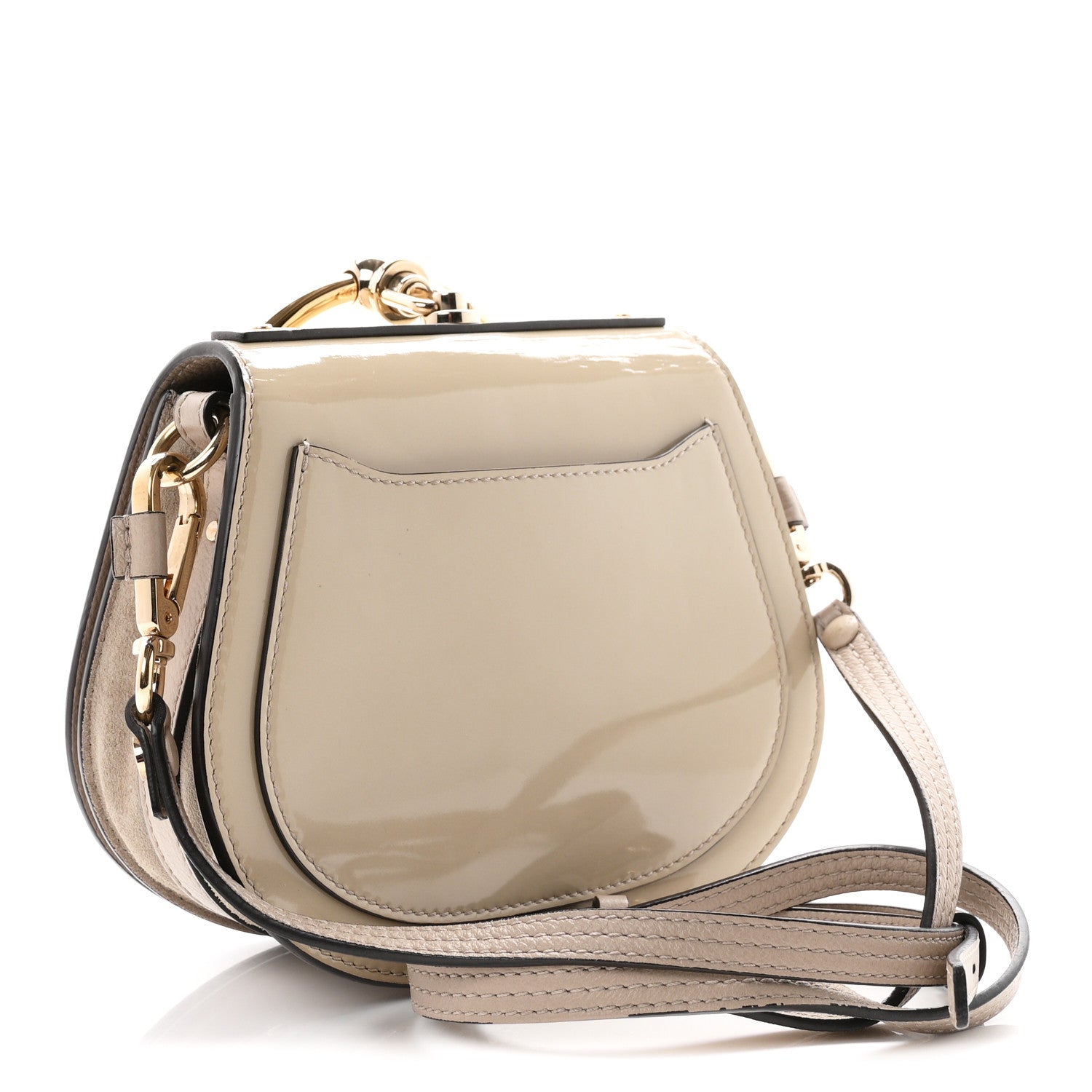 Chloe Patent Suede Small Nile Bracelet Bag Off White 3 of 10