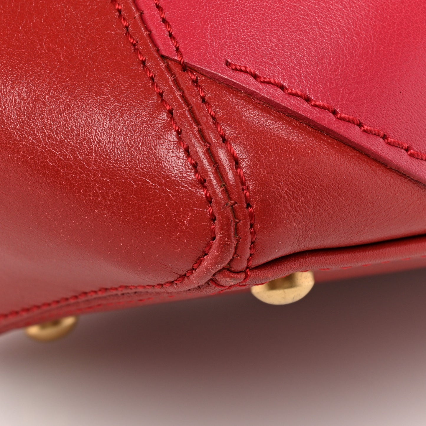 Calfskin CC Stitched Tote Red