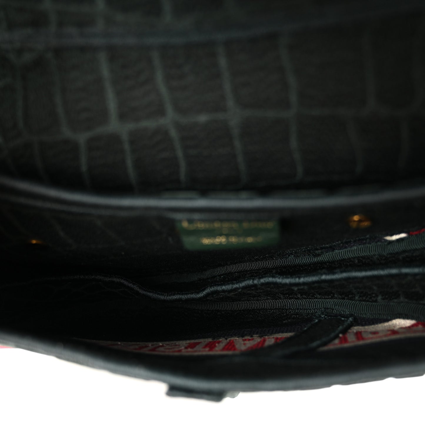 Velvet Crocodile Effect Saddle Bag Green