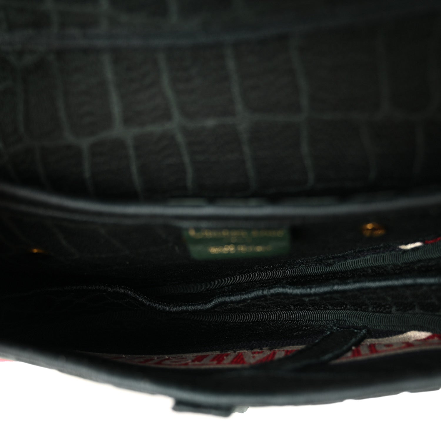 Christian Dior Velvet Crocodile Effect Saddle Bag Green 5 of 10