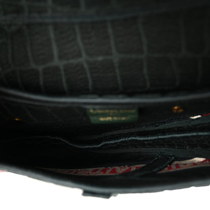 Christian Dior Velvet Crocodile Effect Saddle Bag Green 5 of 10