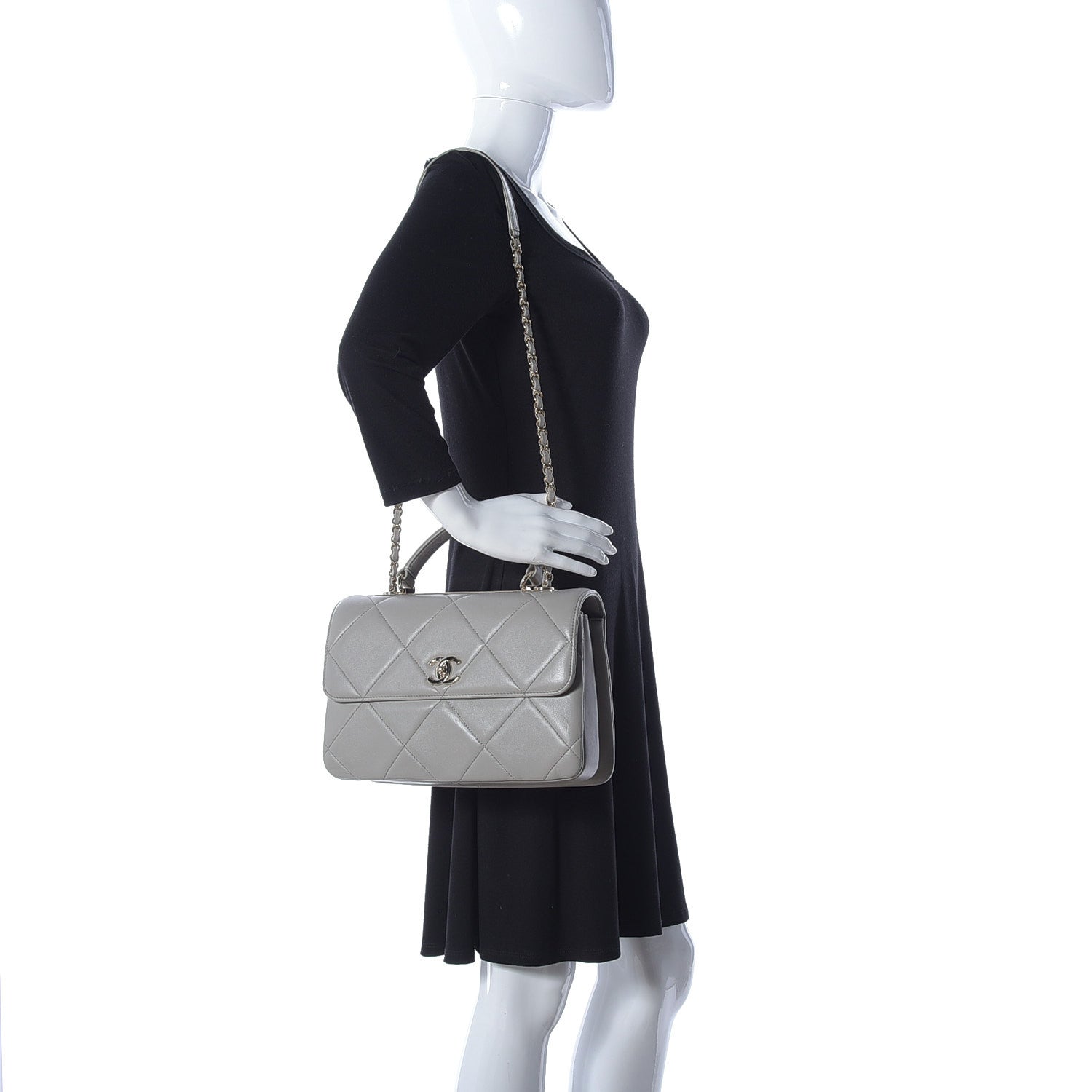 Chanel Lambskin Quilted Medium Trendy CC Flap Dual Handle Bag Grey 2 of 10