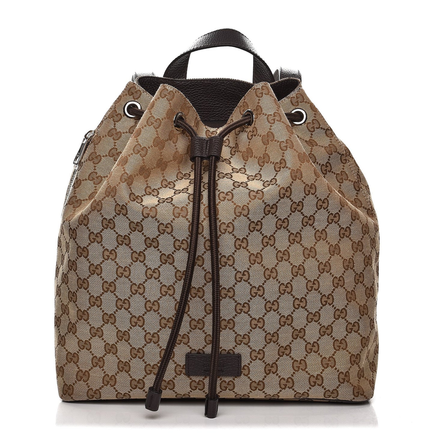 Monogram Dollar Calfskin O Drawstring Backpack Beige Ebony Testa di Moro Dark Chocolate