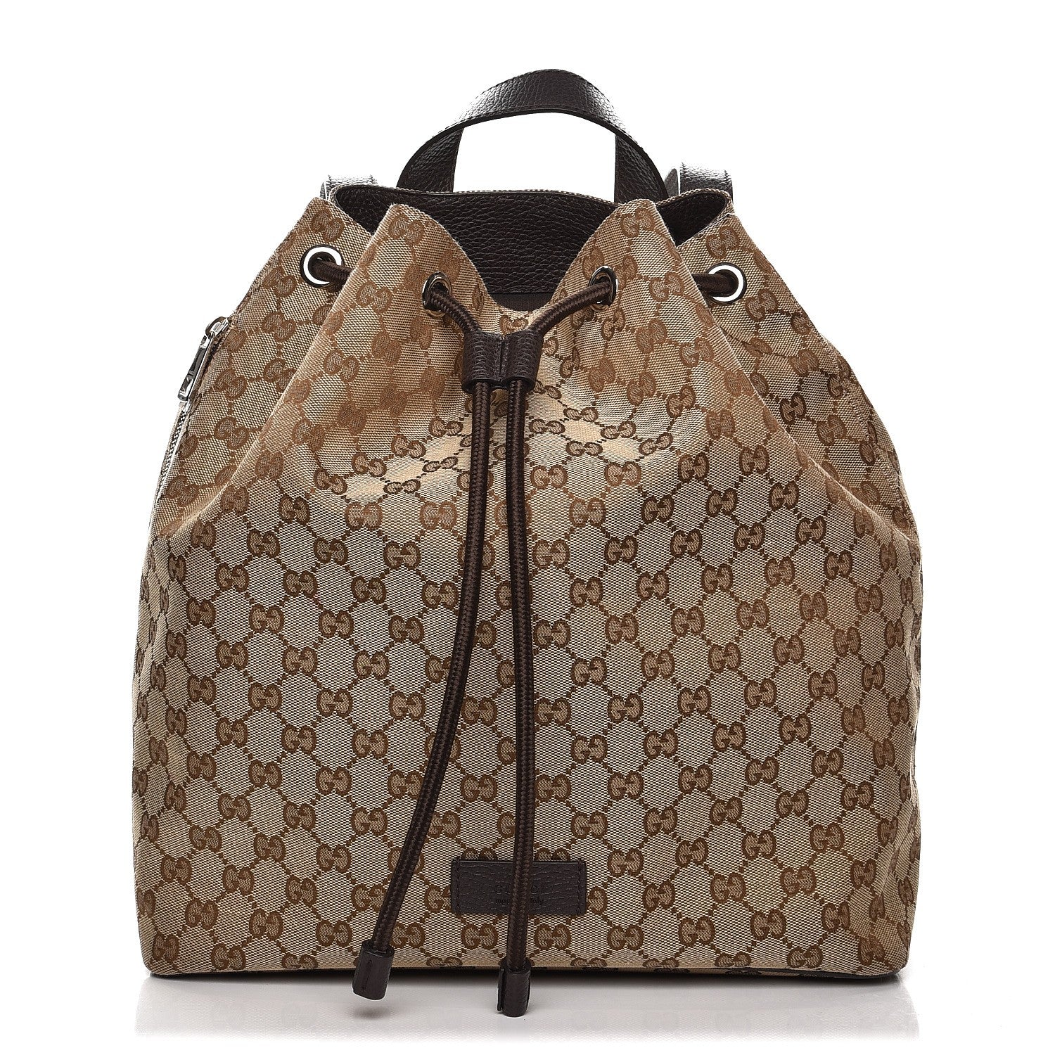 Gucci Monogram Dollar Calfskin O Drawstring Backpack Beige Ebony Testa di Moro Dark Chocolate 1 of 8
