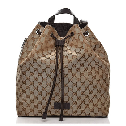 Gucci Monogram Dollar Calfskin O Drawstring Backpack Beige Ebony Testa di Moro Dark Chocolate 1 of 8