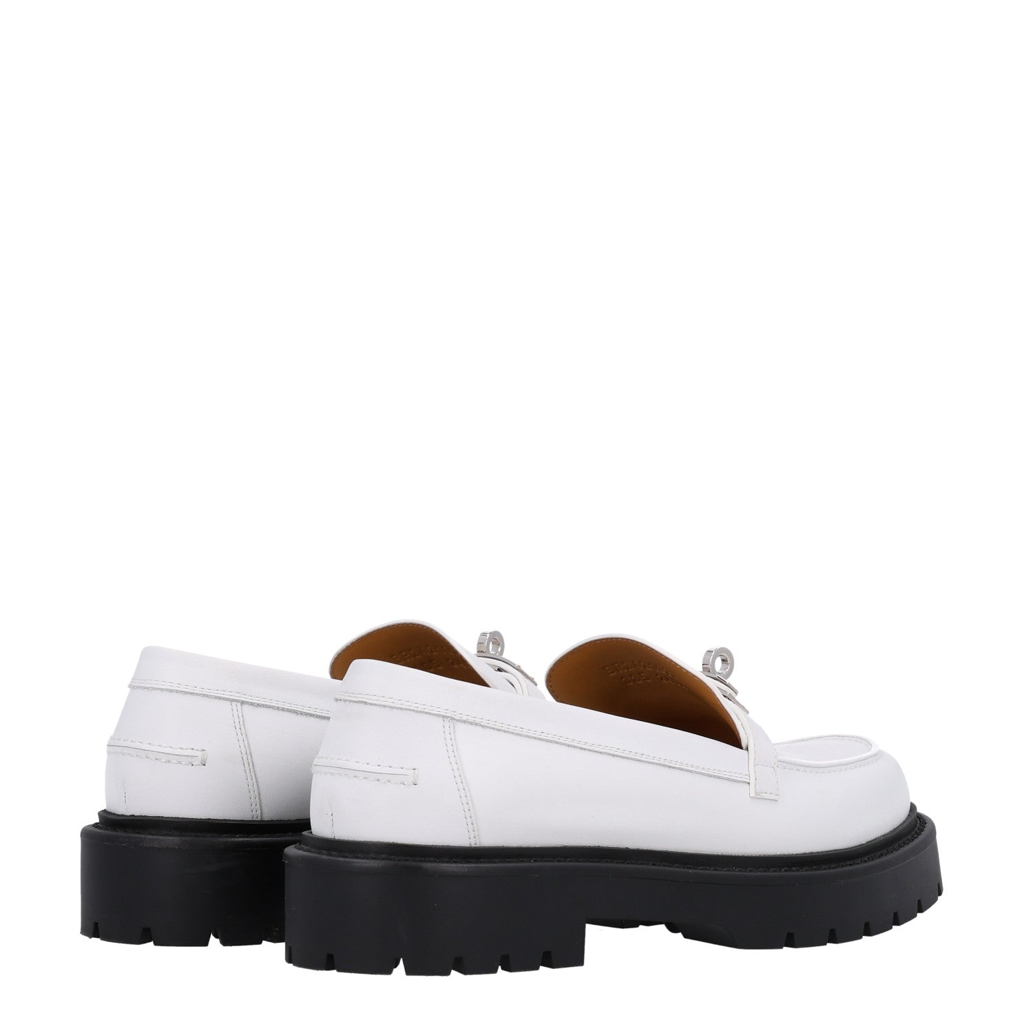 Hermes Calfskin Womens Icone Loafers 38.5 White 5 of 10