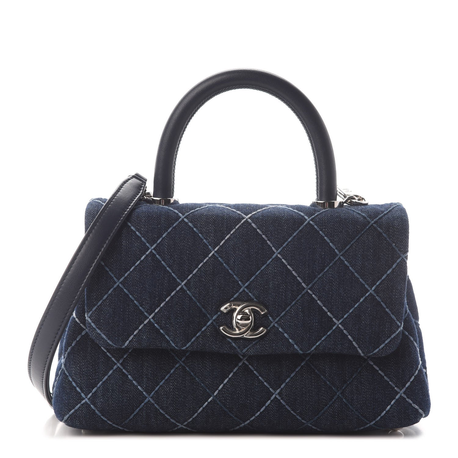 Chanel Denim Quilted Mini Coco Handle Flap Blue 1 of 9