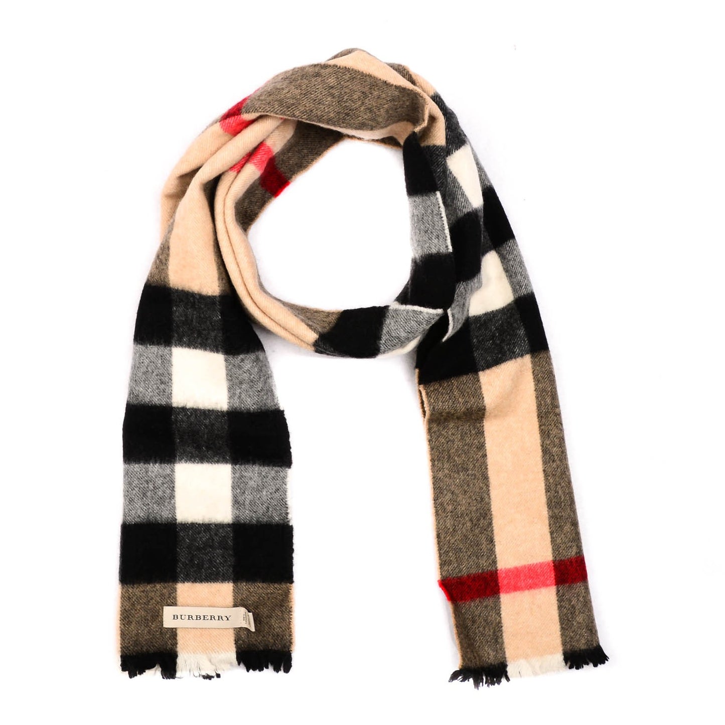 Cashmere Giant Exploded Check Scarf Camel