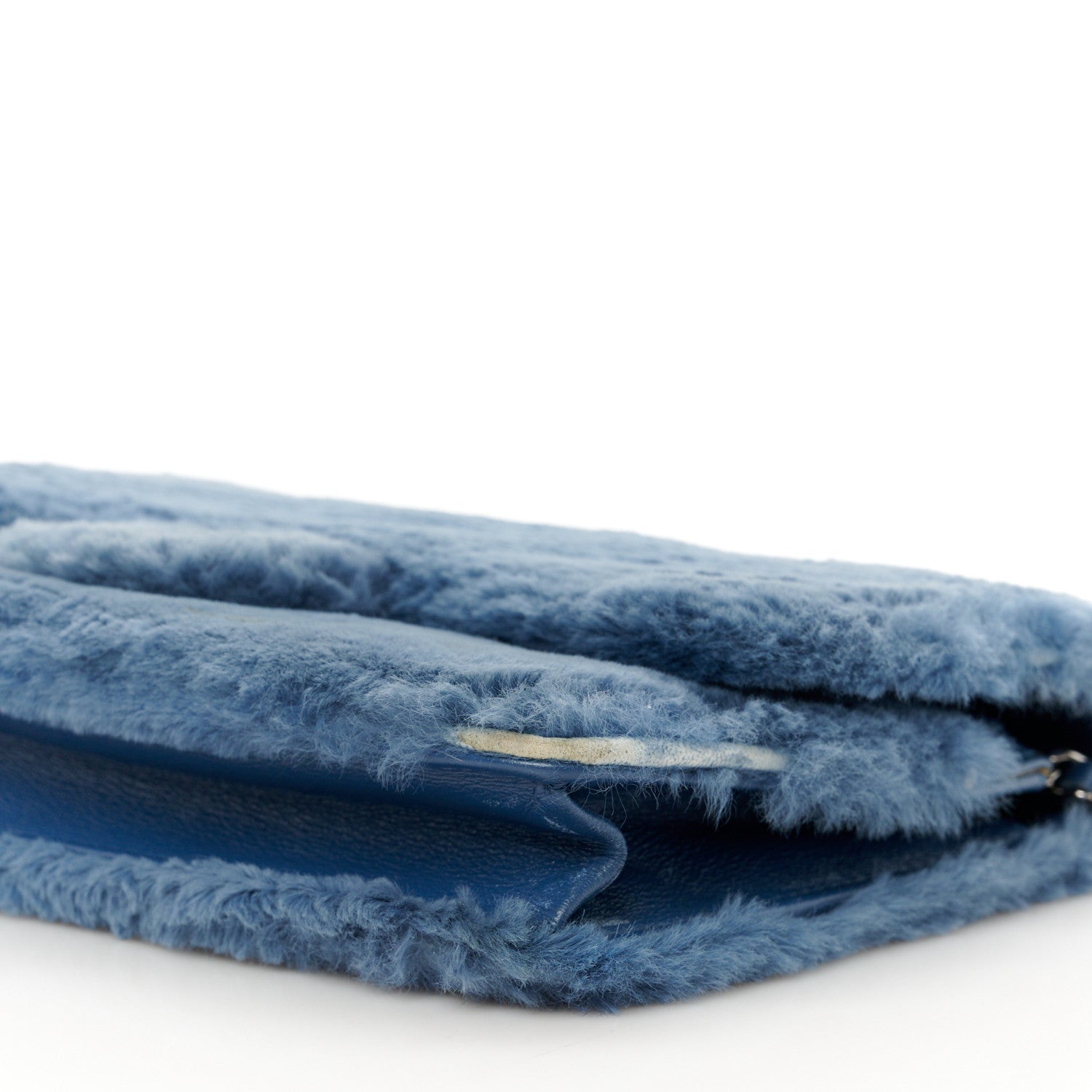Chanel Rabbit Fur Wallet On Chain WOC Blue 11 of 11