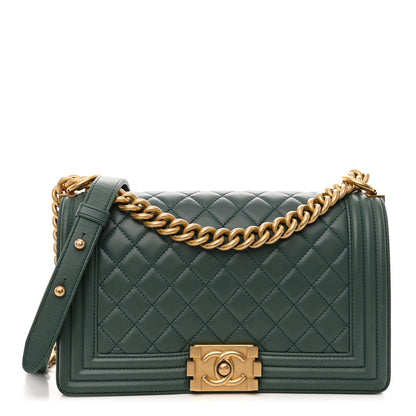 Chanel Calfskin Quilted Medium Boy Flap Dark Green 1 of 10