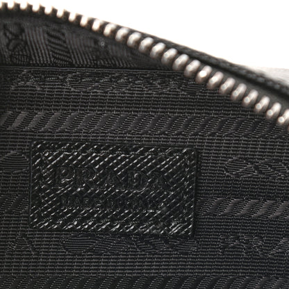 Prada Saffiano Travel Metal Triangle Logo Mini Pouch Shoulder Bag Black 5 of 7