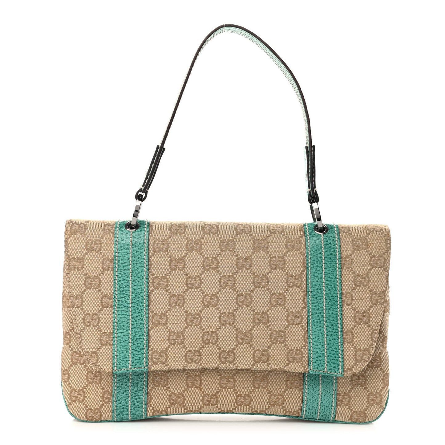 Monogram Satchel Bag Turquoise