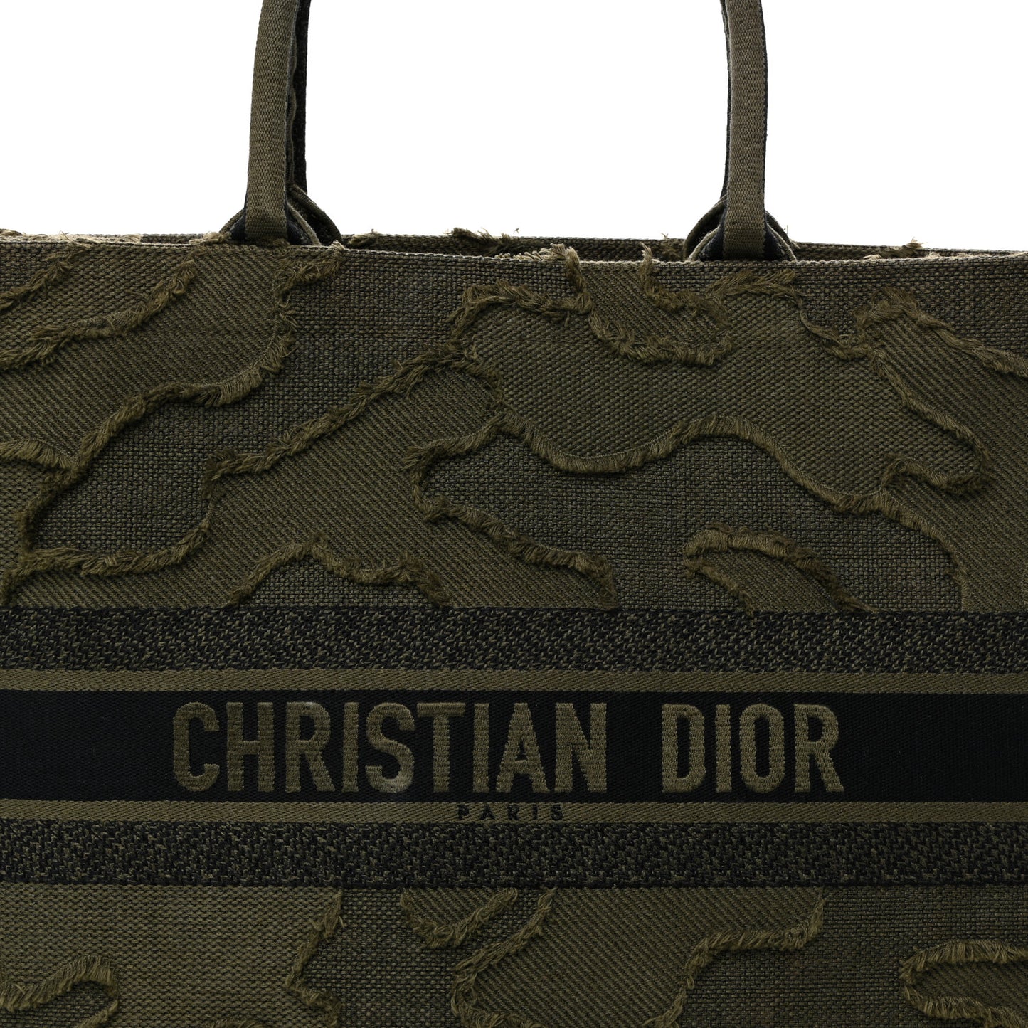 Canvas Embroidered Camouflage Large Book Tote Green