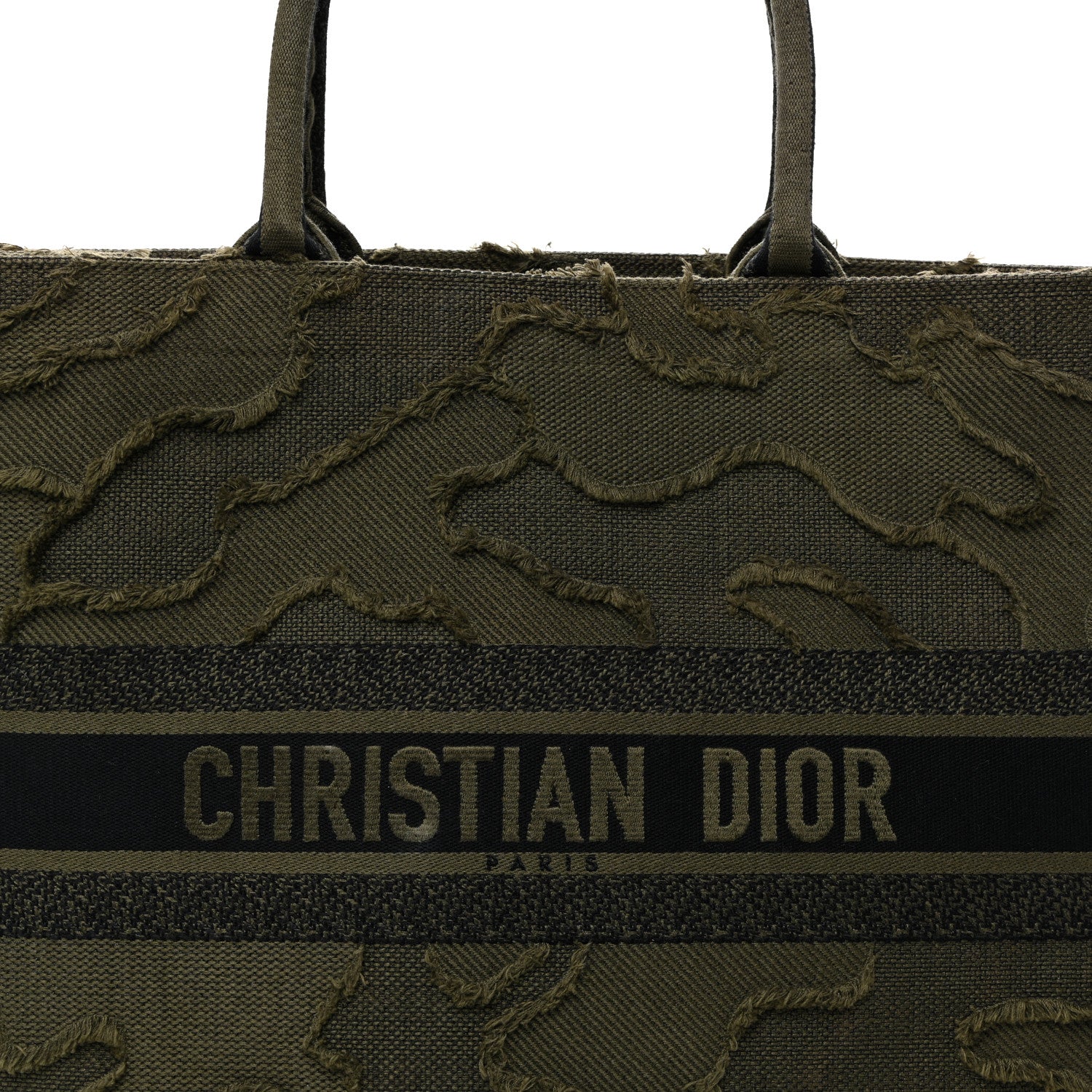 Christian Dior Canvas Embroidered Camouflage Large Book Tote Green 8 of 10