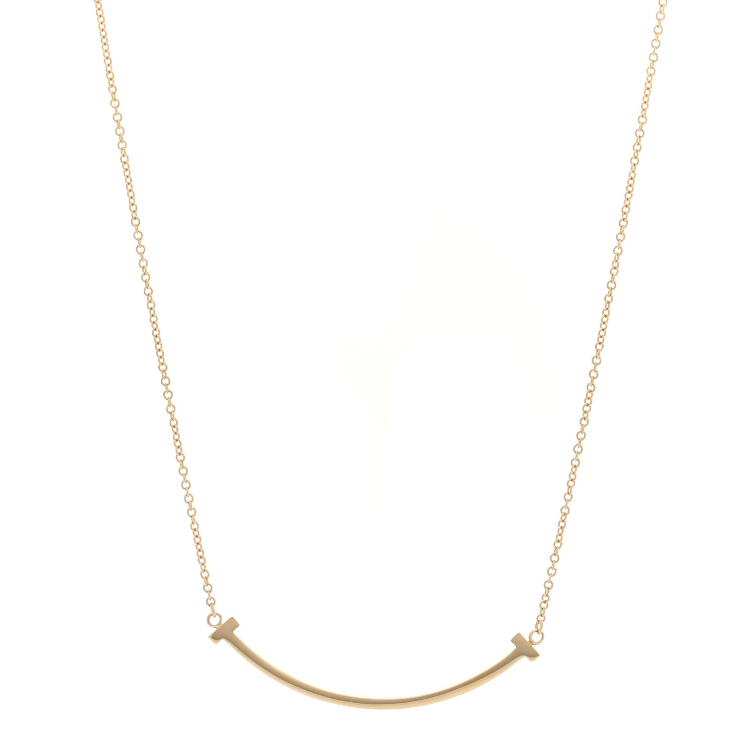 Tiffany 18K Yellow Gold Small T Smile Pendant Necklace 1 of 4